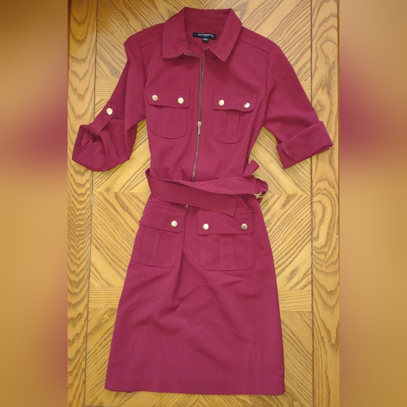 Sharagano Burgundy button zipper tie dress - Picture 8 of 8